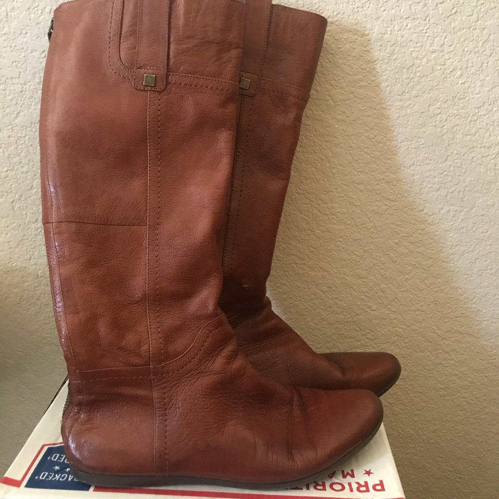 Nine West knee high boots cognac brown 8